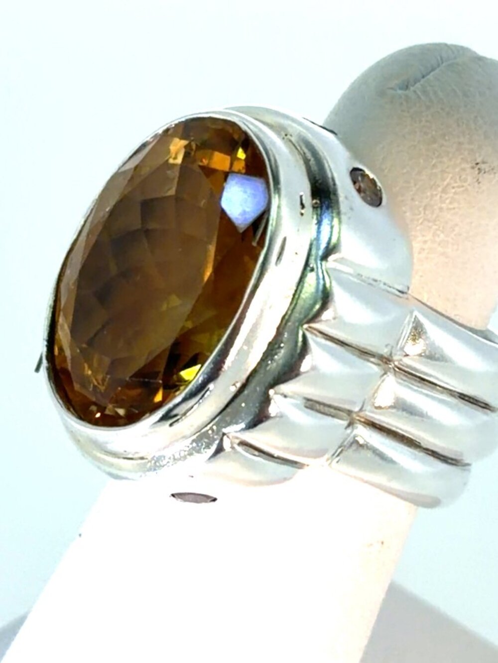 Yellow citrene and silver ring